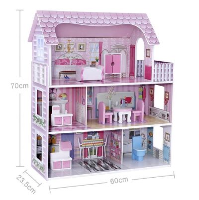 Colorful big doll houses wood with miniature (1)