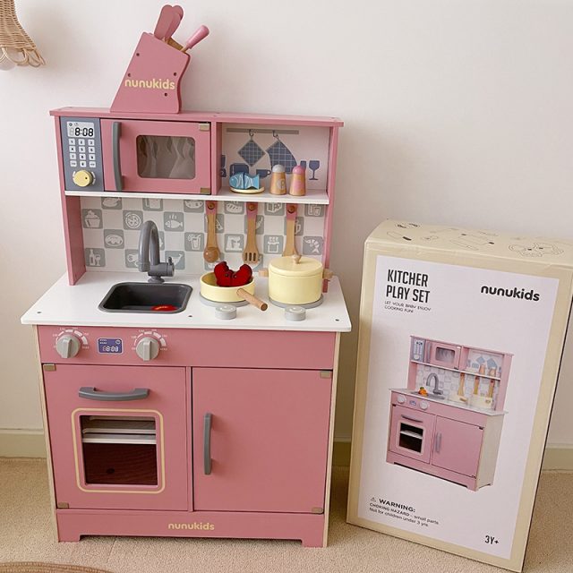 Food wooden play kitchen toys for girls (5)