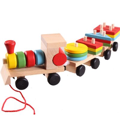 Geometry blocks wooden train vehicle set (2)