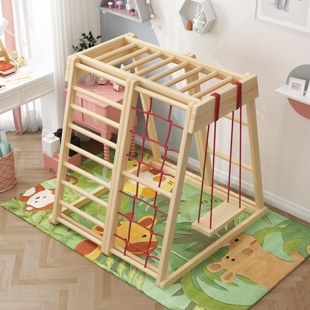 Small indoor kids wooden climbing toy (1)