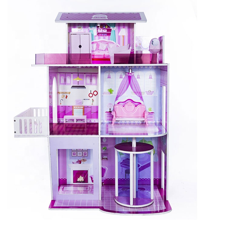 Wooden diy mini doll house with furniture