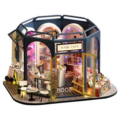 Wooden doll house with realistic furniture kits (1)