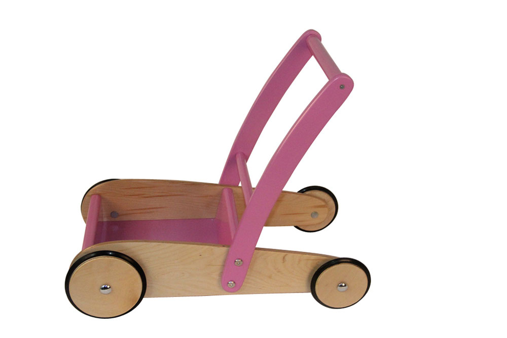 Wooden dolls pram push along walker