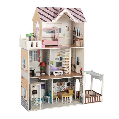 Wooden furniture doll house with garden extension (6)