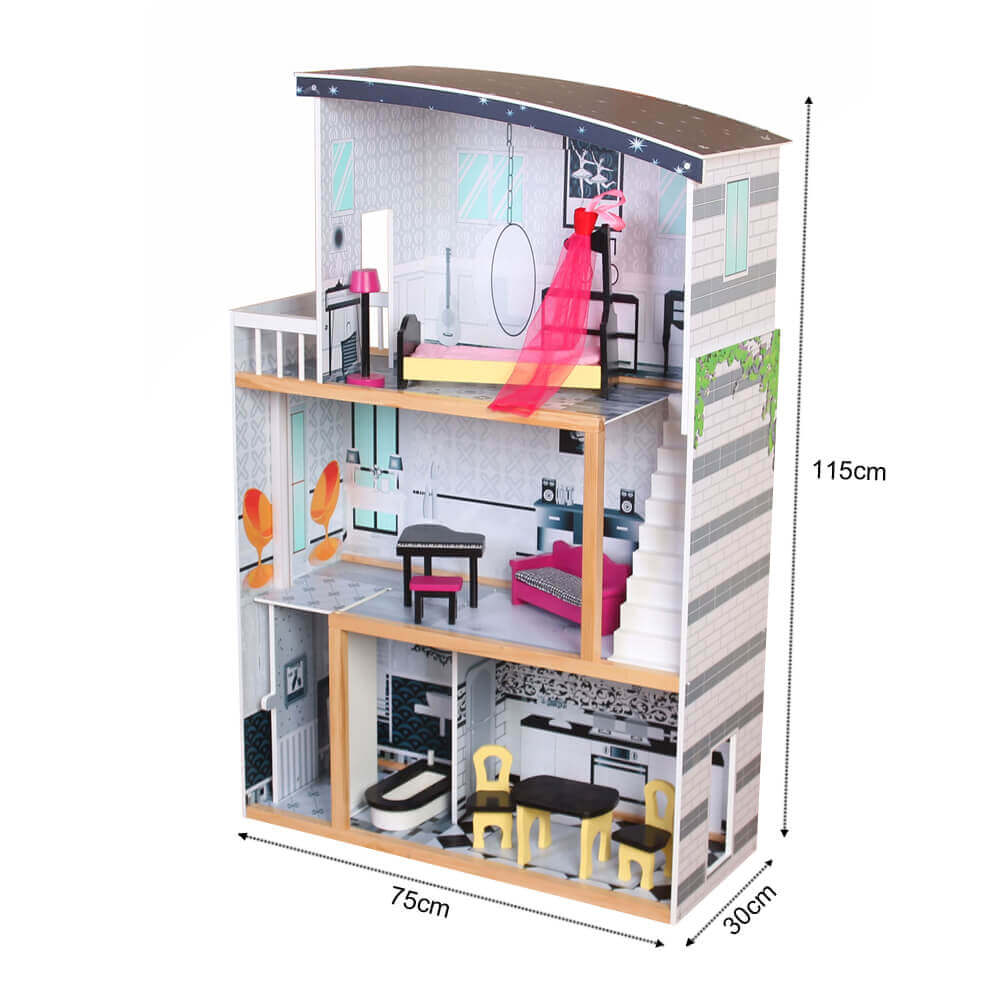 Wooden majestic mansion doll house with elevator