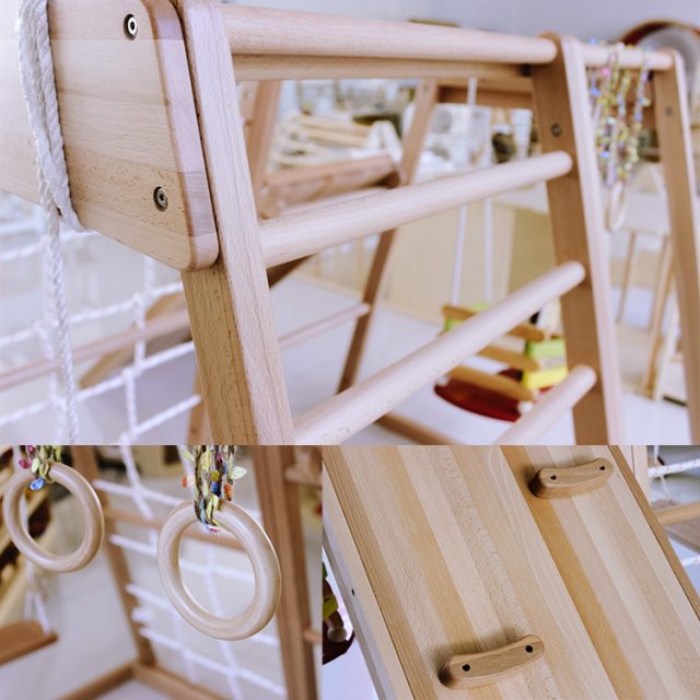 Wooden playground kids climbing toys (3)