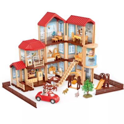 Bulk cartoon DIY plastic doll houses for kids