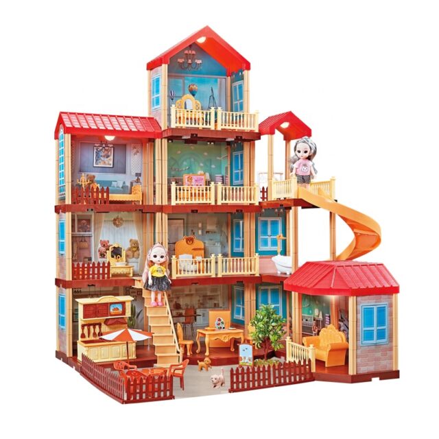Bulk cartoon DIY plastic doll houses for kids