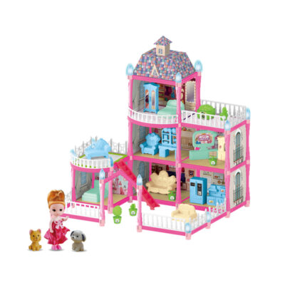 Bulk cartoon DIY plastic doll houses for kids