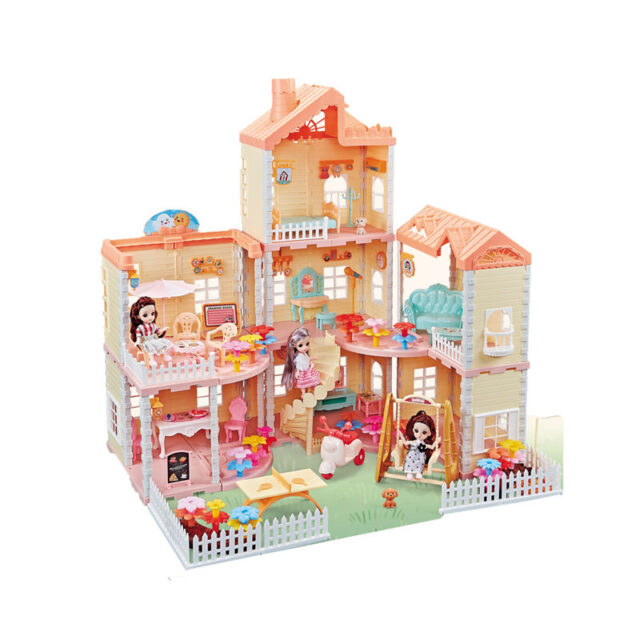 High-quality girls plastic doll house toy set
