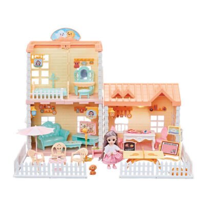 High-quality girls plastic doll house toy set