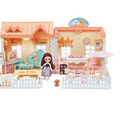 High-quality girls plastic doll house toy set