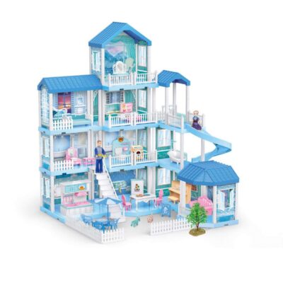 Girls plastic doll house toys with colorful design