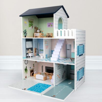 Modern family wooden doll houses wholesale supply