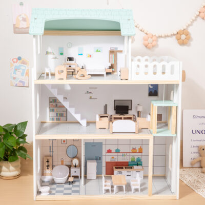 Multifunctional wooden doll houses kids toy factory