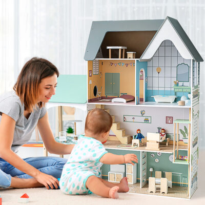 Multifunctional wooden doll houses kids toy factory