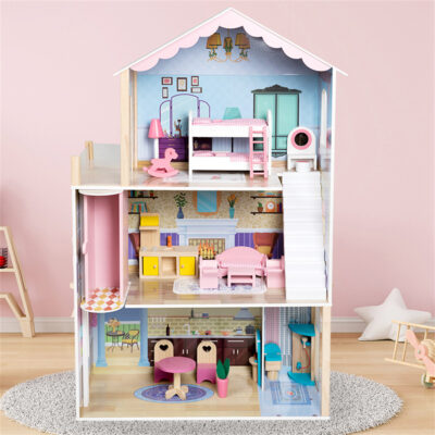 Multifunctional wooden doll houses kids toy factory