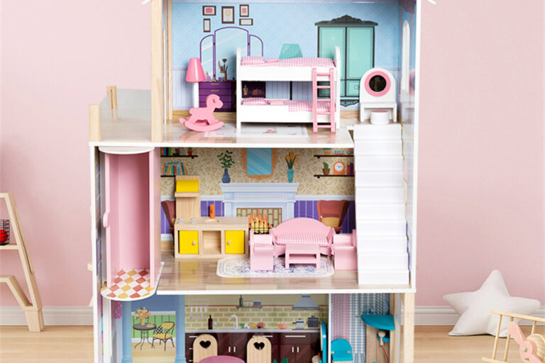 Multifunctional wooden doll houses kids toy factory