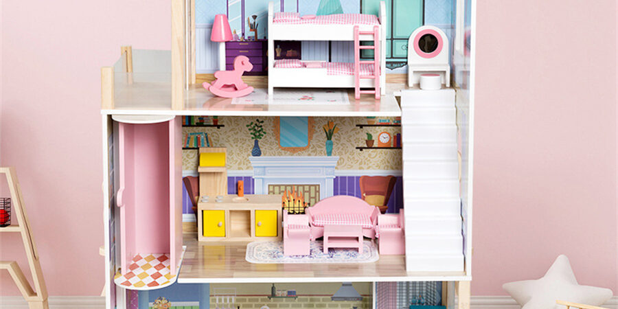 Multifunctional Wooden Doll Houses Factory (5) Multifunctional wooden doll houses kids toy factory