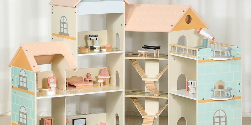 Multifunctional wooden doll houses kids toy factory