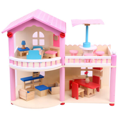 New DIY wooden doll houses kids manufacturer