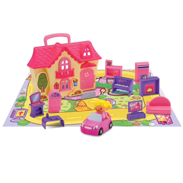 Colorful wholesale plastic doll house set for kids