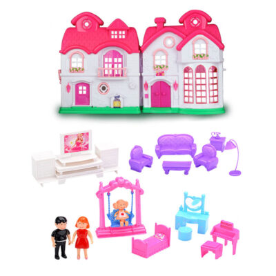 Colorful wholesale plastic doll house set for kids