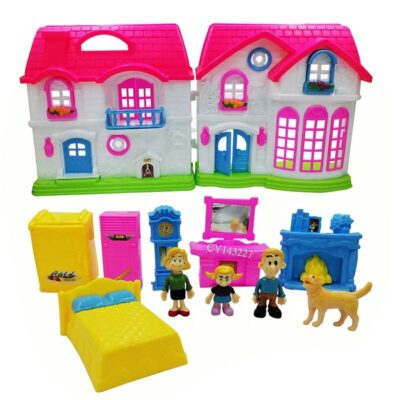 Colorful wholesale plastic doll house set for kids