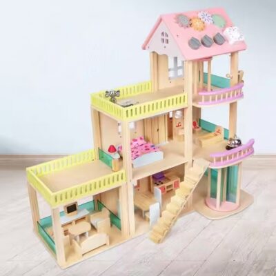 Educational wooden doll houses wholesale toys