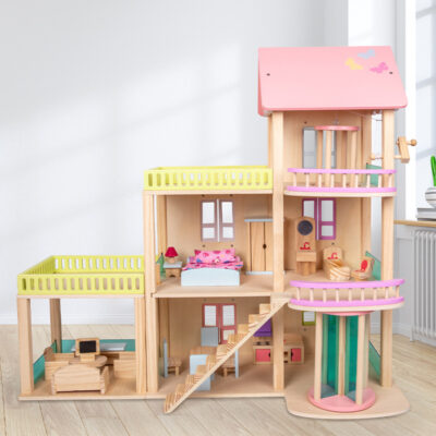 Educational wooden doll houses wholesale toys