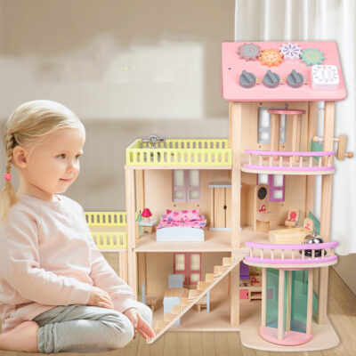 Educational wooden doll houses wholesale toys