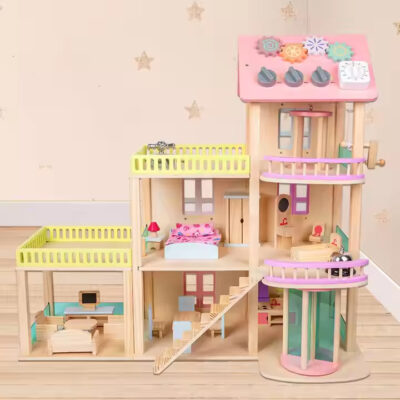 Educational wooden doll houses wholesale toys