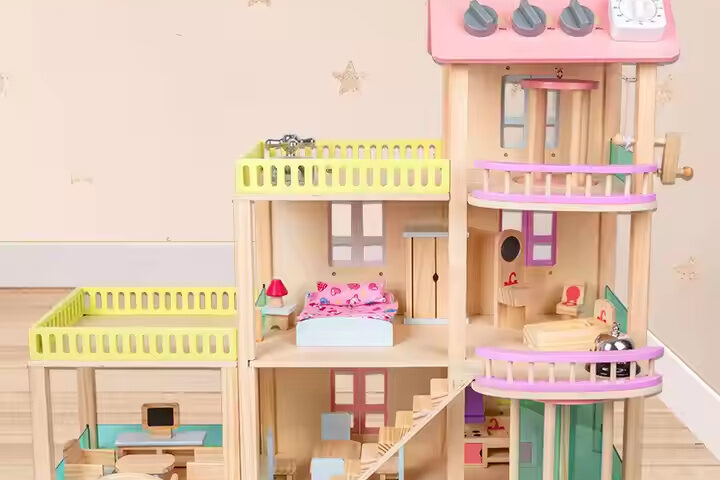 Educational wooden doll houses wholesale toys