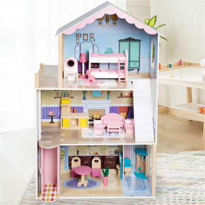 Cute Wooden Doll House for Kids Creative Play