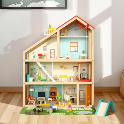 Cute Wooden Doll House for Kids Creative Play