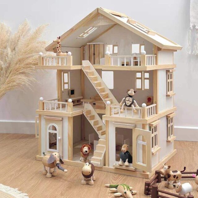 DIY Birthday Gift Wooden Doll Houses for Children (3) DIY Birthday Gift Wooden Doll House for Kids Creative Play