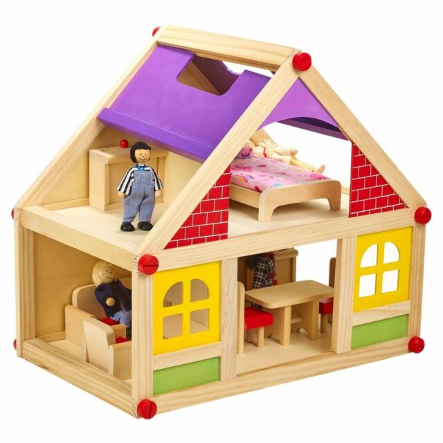 Early Educational Wooden Doll Houses for Children (7) Early Educational Wooden Doll House for Kids Learning Play