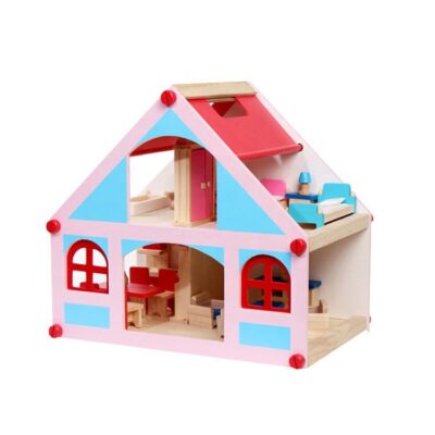 Educational Pretend Wooden Doll House for Kids