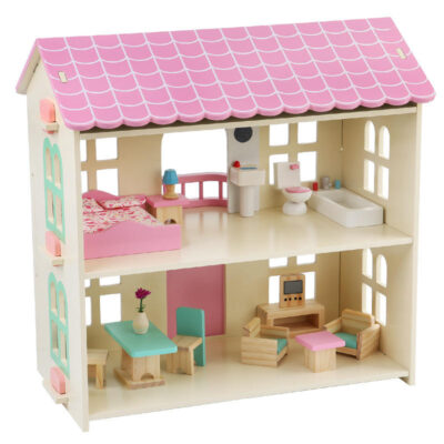Educational Pretend Wooden Doll House for Kids