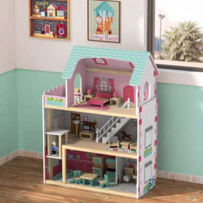 Educational Role Play Wooden Doll House Gift for Kids