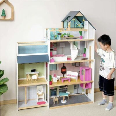 Educational Role Play Wooden Doll House Gift for Kids