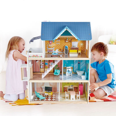 Educational Role Play Wooden Doll House Gift for Kids