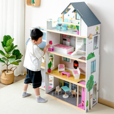 Educational Role Play Wooden Doll House Gift for Kids
