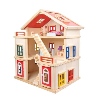 Educational Wooden Doll House for Kids Learning Playset