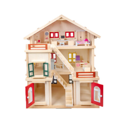 Educational Wooden Doll House for Kids Learning Playset