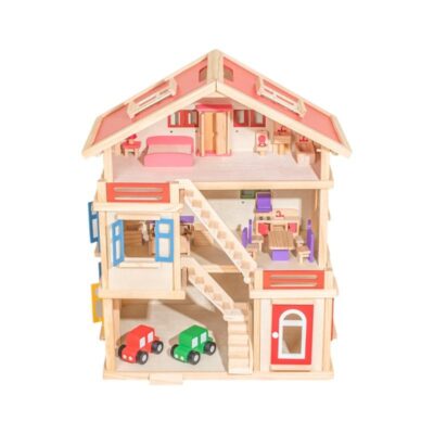 Educational Wooden Doll House for Kids Learning Playset