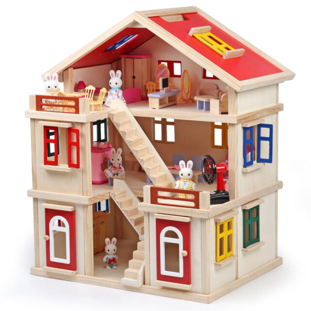 Educational Wooden Doll Houses for Kids (7) Educational Wooden Doll House for Kids Learning Playset