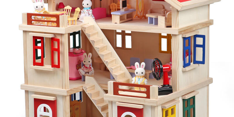 Educational Wooden Doll House for Kids Learning Playset