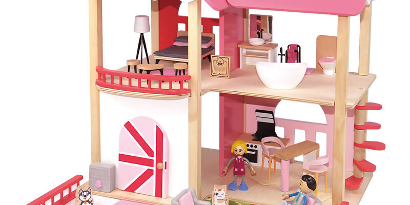Indoor Wooden Playhouse Doll House for Kids Role Play