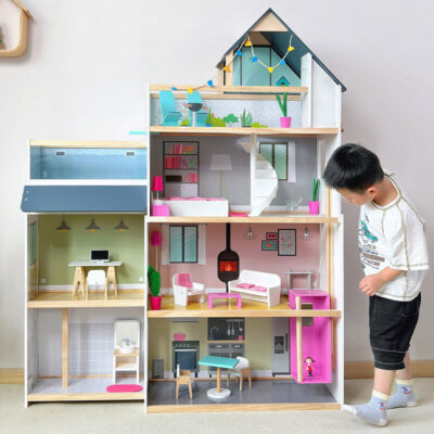 Luxury Wooden Castle Doll House Villa for Kids Play
